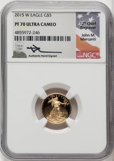 2015-W Gold American Eagle 4-Coin Set NGC PF70 Mercanti Signed