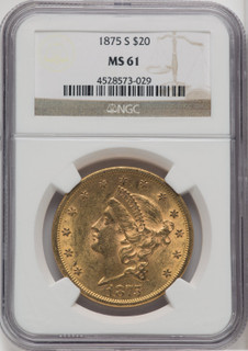 1875-S $20 Liberty Double Eagle NGC MS61 (763450006)