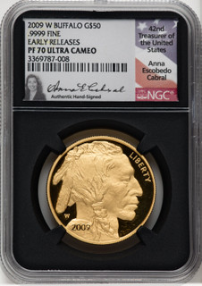 2009-W $50 Gold Buffalo NGC PF70 Anna Cabral