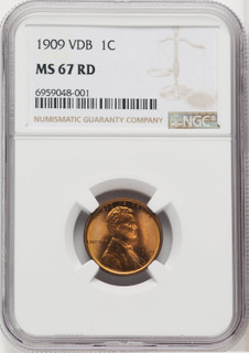 1909 1C VDB RD Lincoln Cent NGC MS67 (766888004)