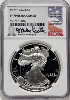 1999-P Silver Eagle Mike Castle NGC PF70