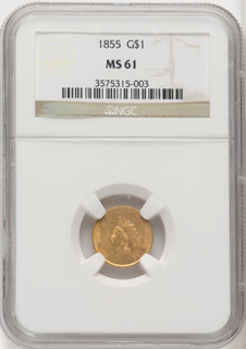 1855 G$1 Type Two Gold Dollar NGC MS61 (767901045)