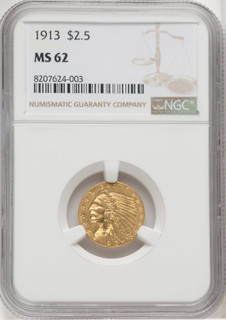 1913 $2.5  Indian Quarter Eagle NGC MS62