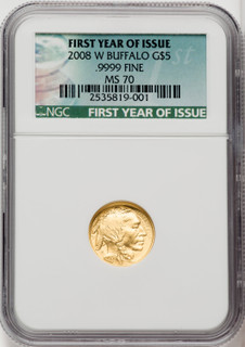 2008-W $5 Tenth-Ounce Gold Buffalo .9999 Fine Gold NGC MS70 (768176034)
