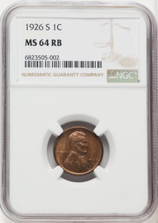 1926-S 1C RB Lincoln Cent NGC MS64 (764299001)