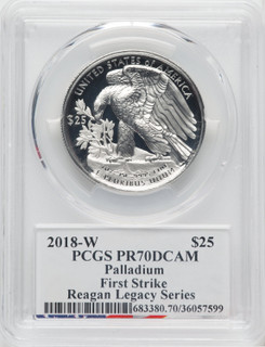 2018-W $25 Palladium First Strike Michael Reagan Legacy PCGS PR70