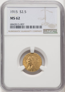 1915 $2.50 Indian Quarter Eagle NGC MS62 (764971003) 1915 $2.50 Indian Quarter Eagle NGC MS62 (764971003)