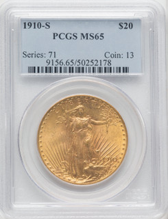 1910-S $20 Saint-Gaudens Double Eagle PCGS MS65 (766241023)