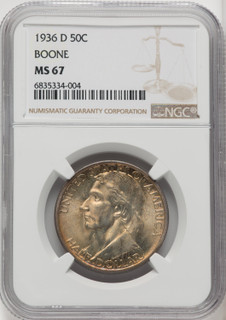 1936-D 50C Boone Commemorative Silver NGC MS67 (766534002)