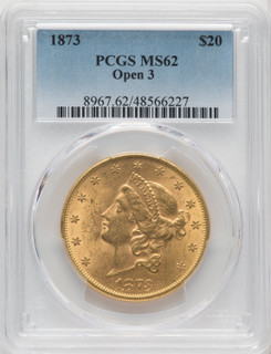 1873 $20 OPEN 3 Liberty Double Eagle PCGS MS62 (766632156)