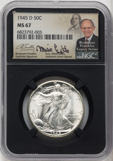 1945-D 50C Mike Castle Blk Core Franklin Series Walking Liberty Half Dollar NGC MS67 (765114003)