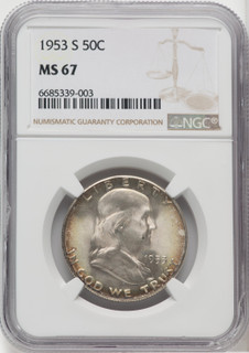 1953-S 50C Franklin Half Dollar NGC MS67 (765508023) 1953-S 50C Franklin Half Dollar NGC MS67 (765508023)