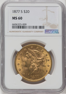 1877-S $20 Liberty Double Eagle NGC MS60 (173680017)