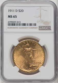1911-D $20 Saint-Gaudens Double Eagle NGC MS65 (173835041)