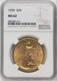 1920 $20 Saint-Gaudens Double Eagle NGC MS62 (173864038)