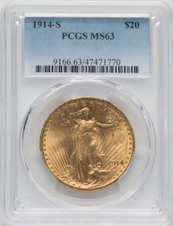 1914-S $20 Saint-Gaudens Double Eagle PCGS MS63 (571628034)