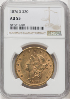 1876-S $20 Liberty Double Eagle NGC AU55 (571927003)