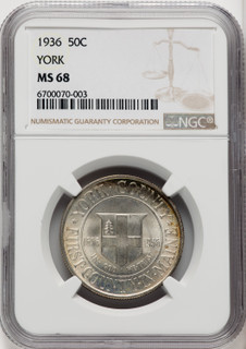 1936 50C York Commemorative Silver NGC MS68 (767389021)