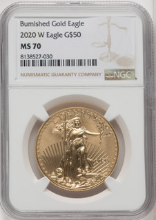 2020-W 1 oz Burnished Gold Eagle NGC MS70