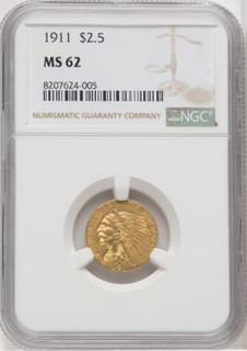 1911 $2.50 Indian Quarter Eagle NGC MS62 (767661016)