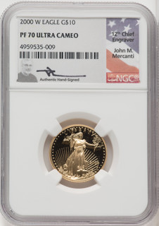 2000-W $10 Quarter-Ounce Gold Eagle NGC PF70 Mercanti