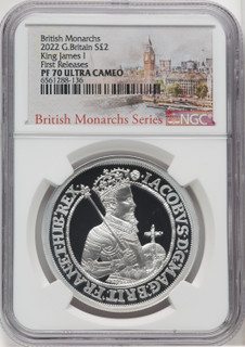 Elizabeth II silver Proof  King James I  2 Pounds (1 oz) 2022 PR70 Ultra Cameo NGC World Coins NGC MS70 (516666231)