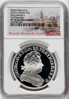 Elizabeth II silver Proof  King George I  2 Pounds (1 oz) 2022 PR70 Ultra Cameo NGC World Coins NGC MS70 (516943165)