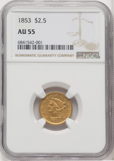 1853 $2.50 Liberty Quarter Eagle NGC AU55 (768391048)