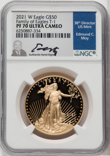 2021-W $50 One Ounce Gold Eagle Type One NGC PF70 Moy Signed