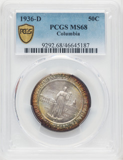 1936-D 50C Columbia Commemorative Silver PCGS MS68 (768602039)