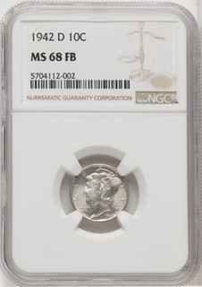 1942-D 10C FB Mercury Dime NGC MS68 (768642015)