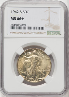 1942-S 50C Walking Liberty Half Dollar NGC MS66+ (765433003)