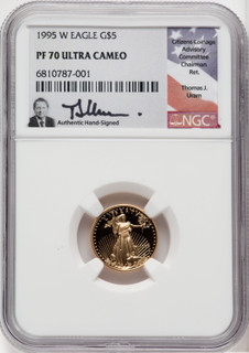 1995-W $5 Tenth-Ounce Gold Eagle NGC PF70 Thomas Uram