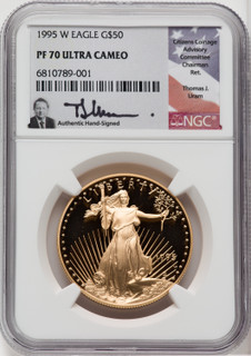 1995-W $50 One-Ounce Gold Eagle NGC PF70 Thomas Uram