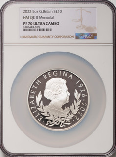 Charles III silver Proof  Queen Elizabeth II Memorial  10 Pounds (5 oz) 2022 PR70 Ultra Cameo NGC World Coins NGC MS70 (517036103)