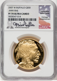 2007-W $50 Gold Buffalo Mike Castle NGC PF70
