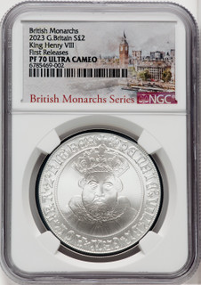 Charles III silver Proof  King Henry VIII  2 Pounds (1 oz) 2023 PR70 Ultra Cameo NGC World Coins NGC MS70 (517365202)