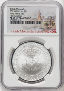 Charles III silver Proof  King Henry VIII  2 Pounds (1 oz) 2023 PR69 Ultra Cameo NGC World Coins NGC MS69 (517365218)