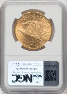 1908-D $20 NO MOTTO Saint-Gaudens Double Eagle NGC MS65 (517606006)