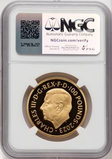 Charles III gold Proof “King George II” 100 Pounds (1 oz) 2023 PR70 Ultra Cameo NGC World Coins NGC MS70 (518508003)