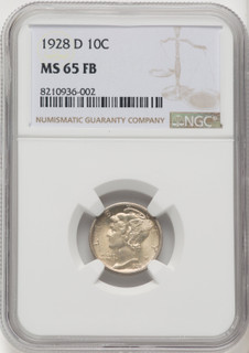 1928-D 10C FB Mercury Dime NGC MS65