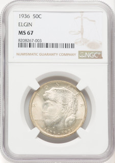 1936 50C Elgin Commemorative Silver NGC MS67