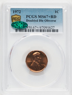 1972 1C Doubled Die Obverse Lincoln Cent PCGS MS67+
