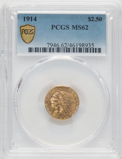 1914 $2.50 Indian Quarter Eagle PCGS MS62 (770206022)