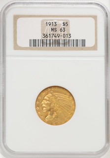 1913 $5 Indian Half Eagle NGC MS63 (769657005)