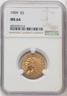 1909 $5 Indian Half Eagle NGC MS64 (768136050)