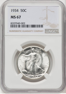 1934 50C Walking Liberty Half Dollar NGC MS67 (768515003)