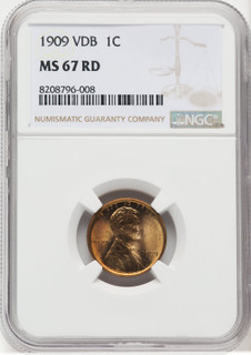 1909 1C VDB RD Lincoln Cent NGC MS67 (769075004)