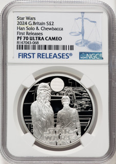 Charles III silver Proof  Han Solo & Chewbacca  2 Pounds (1 oz) 2024 PR70 Ultra Cameo NGC World Coins NGC MS70 (519103272)