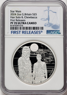 Charles III silver Proof  Han Solo & Chewbacca  5 Pounds (2 oz) 2024 PR70 Ultra Cameo NGC World Coins NGC MS70 (519103432)